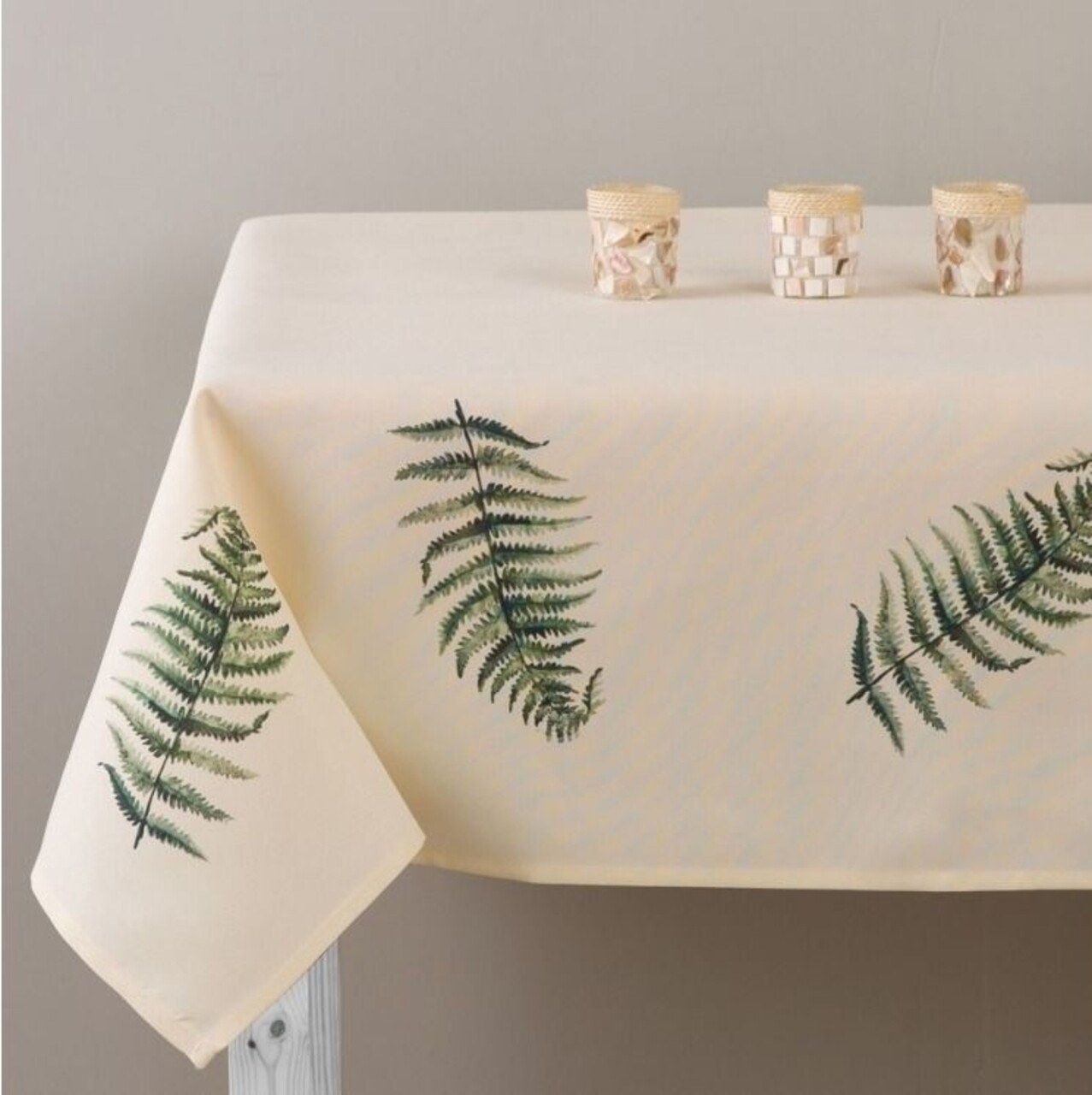 Fata de masa Botanic Pteridium, Ambition, 160x280 cm, poliester, alb - imagine 4